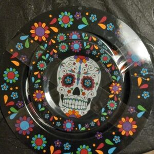 3 piece Dia de Los Muertos plate set